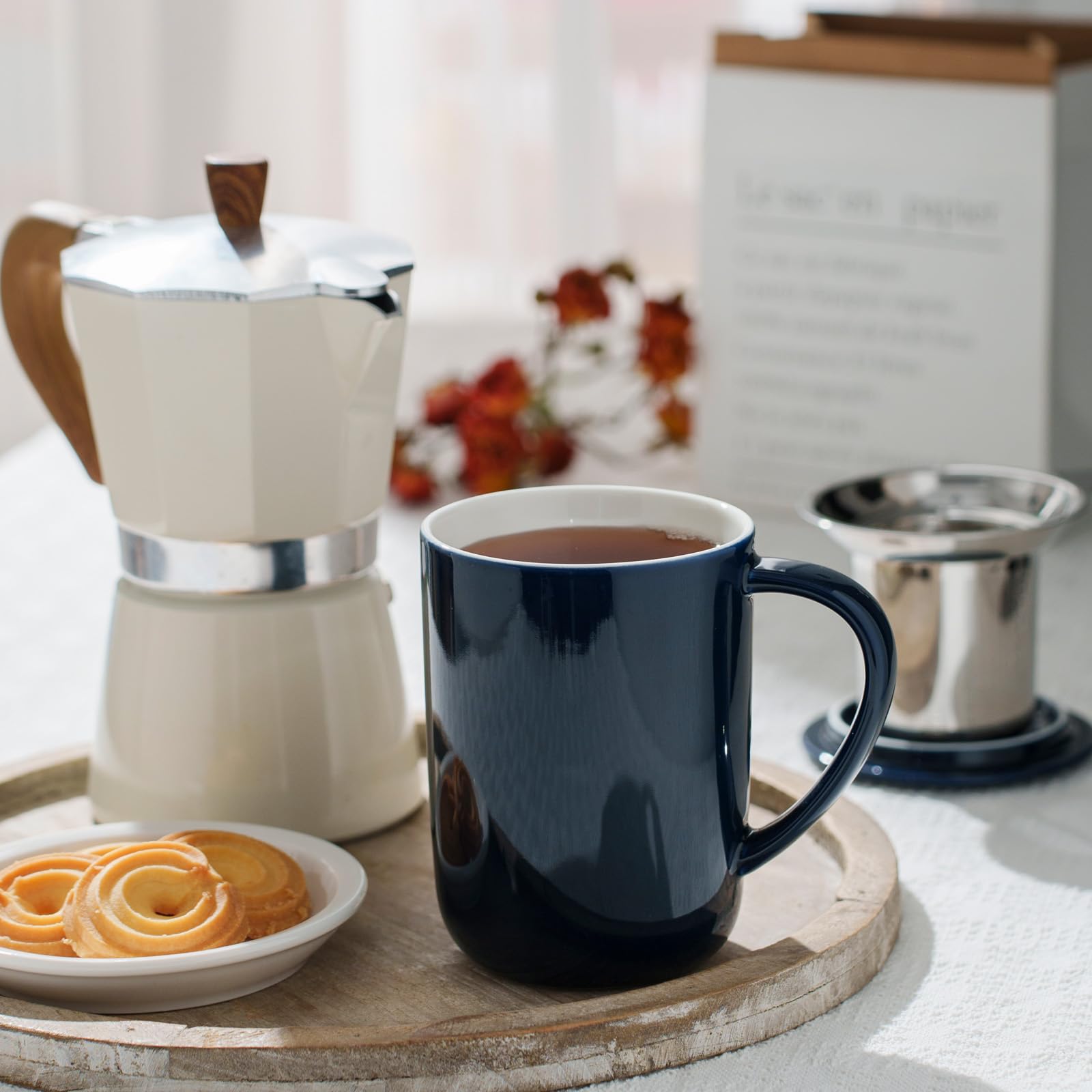 CEEFU navy blue porcelain mug showcases durable ceramic.