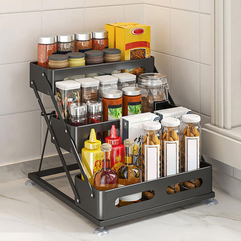 Ceetug 3-Tier Spice Rack on the countertop for easy spice access.