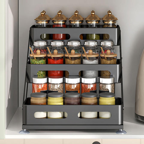 Ceetug 3-Tier rack works on countertop or inside a cabinet.