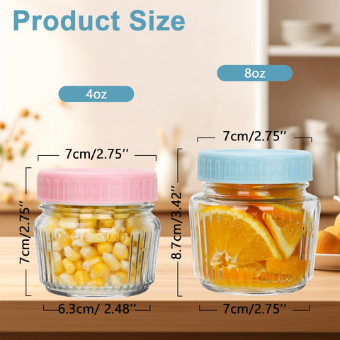 Cehomi mason jar with colorful lids close-up for attractive food storage.