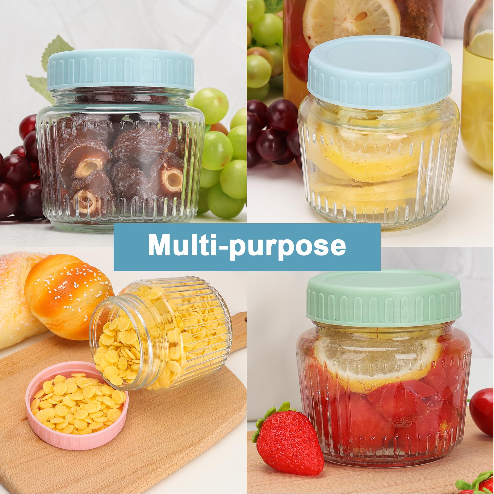 Cehomi 8 oz mason jar in transparent glass showing contents, perfect for visible storage.