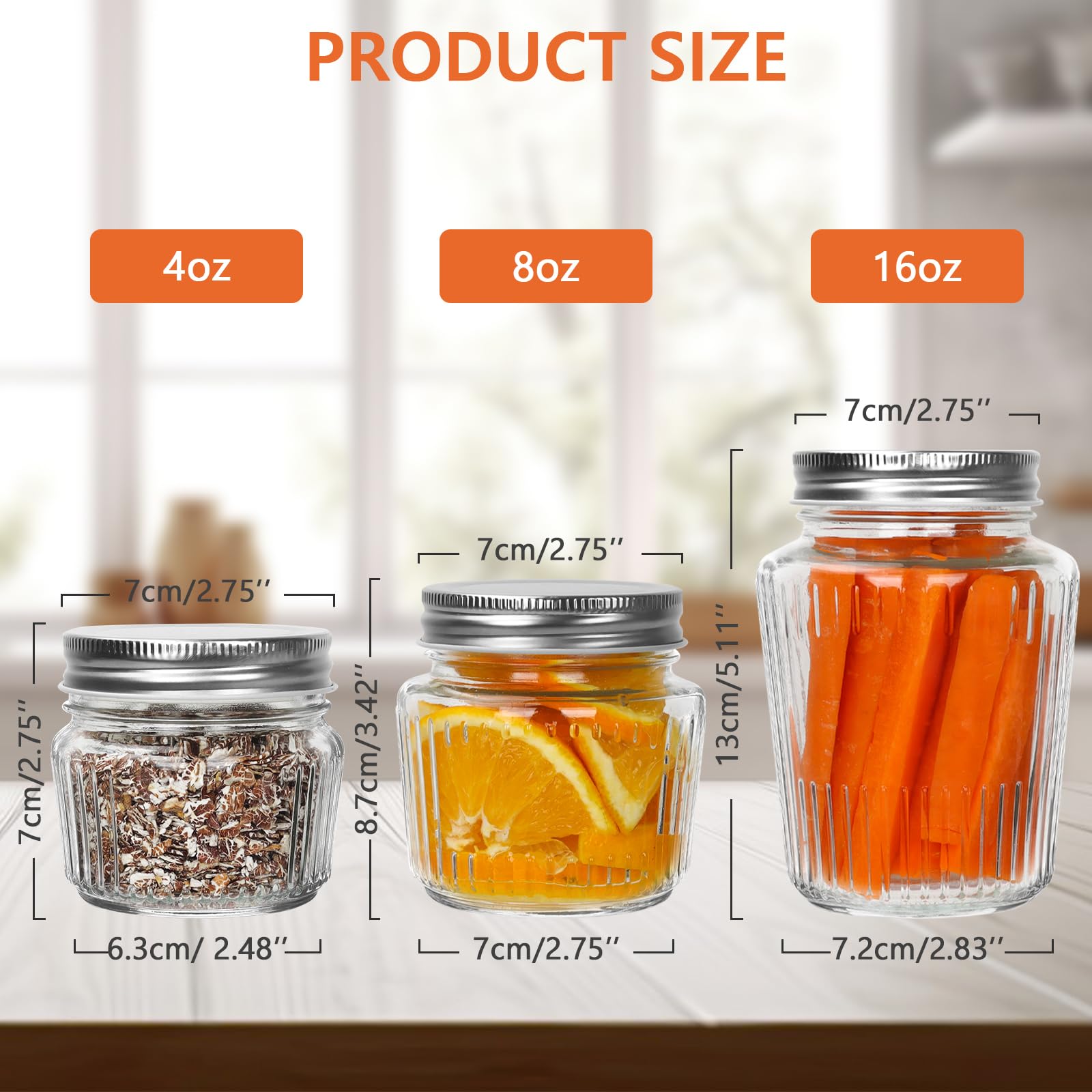 Cehomi ribbed vintage exterior jar 8oz enhances canning and display.