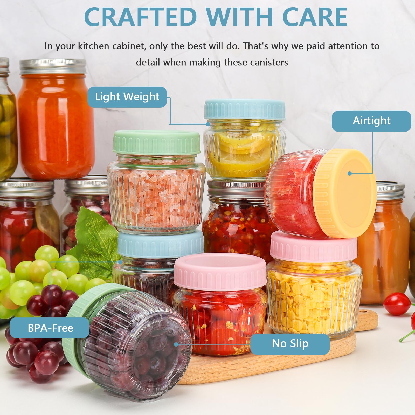 Cehomi wide mouth jar for easy filling and cleaning