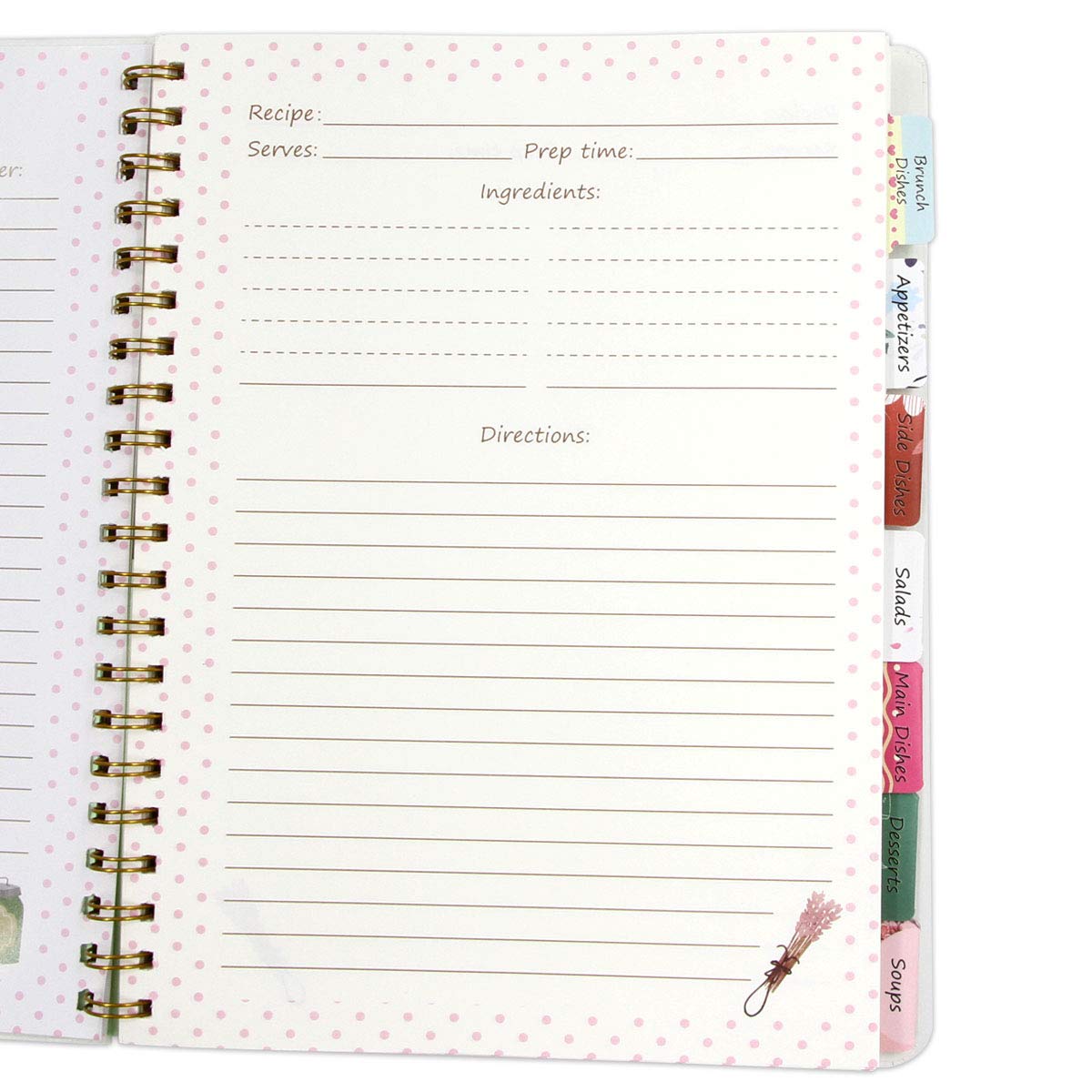 Ceiba Tree Recipe Book golden wire-o spiral keeps pages flat for writing.