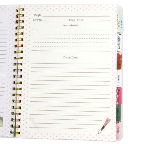 Ceiba Tree Recipe Book golden wire-o spiral keeps pages flat for writing.