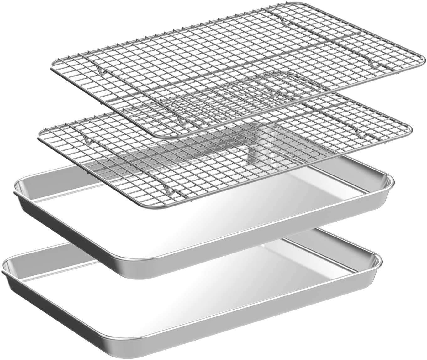 CEKEE 4-piece small baking sheet set for compact toaster ovens.