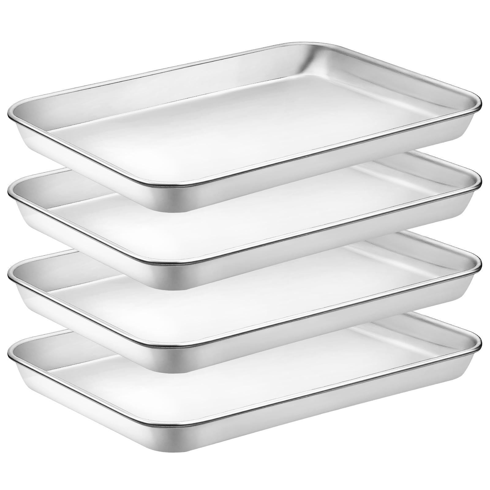 CEKEE 4pc baking sheet set in stainless steel ready for even baking.