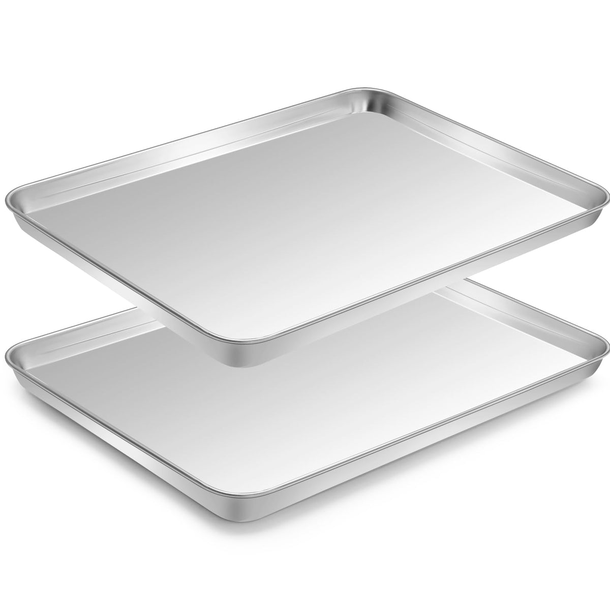 CEKEE baking sheet set 2pc top view showing compact 10x8x1 inch pans for small ovens.