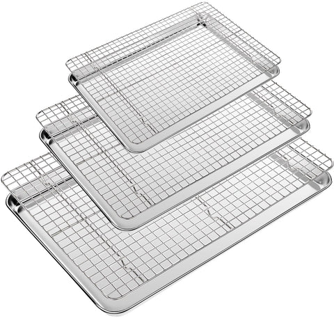 CEKEE baking sheet with wire rack large, even heat and easy release