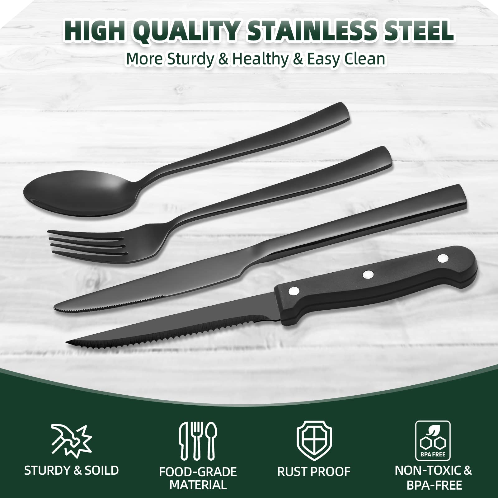 CEKEE black dinner forks designed for balanced control and easy dining.