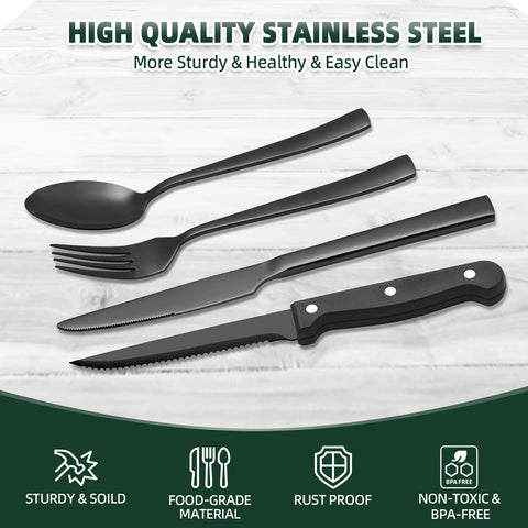 CEKEE black dinner forks designed for balanced control and easy dining.