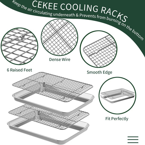 CEKEE nonstick baking tray with rack for easy release and cleanup