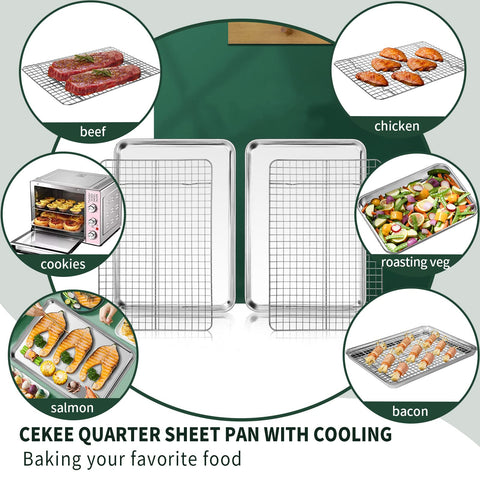 CEKEE stainless steel baking pan provides even heat for consistent results.