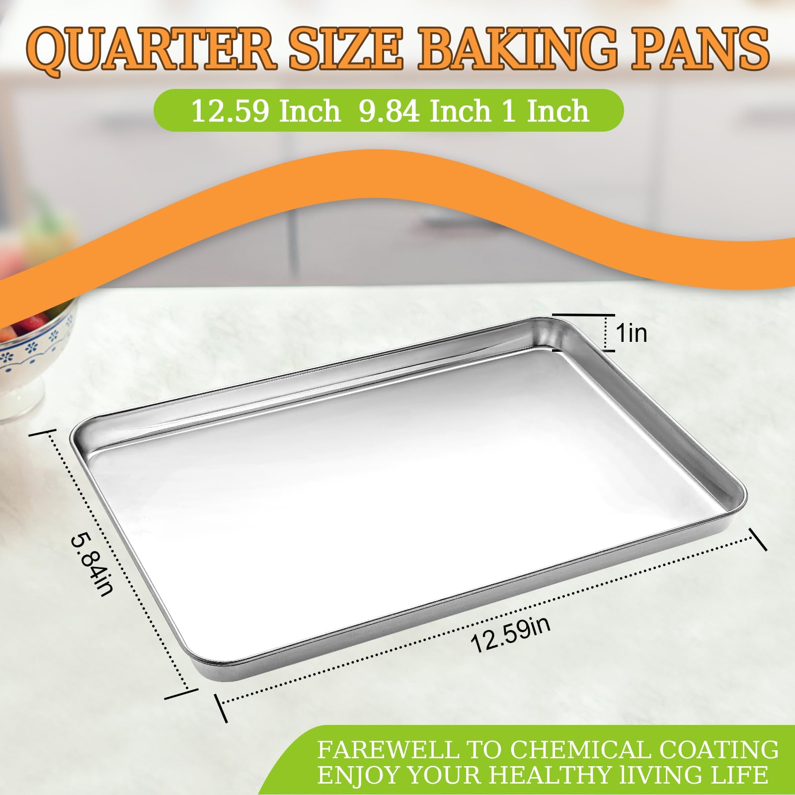CEKEE stainless steel cookie sheets 12x10 mirror finish reduces sticking for easy cleanup.