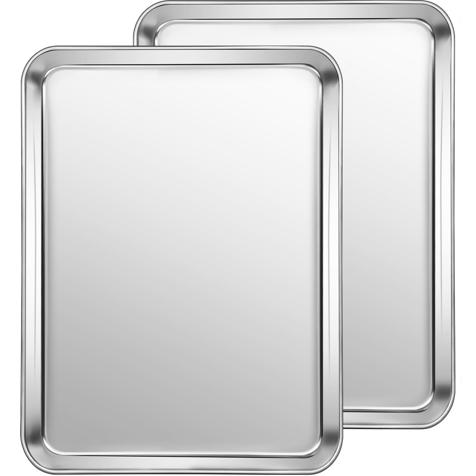CEKEE stainless steel cookie sheets 12x10 with 0.98 inch rim for even baking and rust resistance.