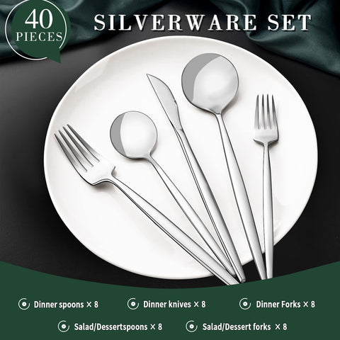 CEKEE stainless steel flatware close-up with mirror polish for an elegant look