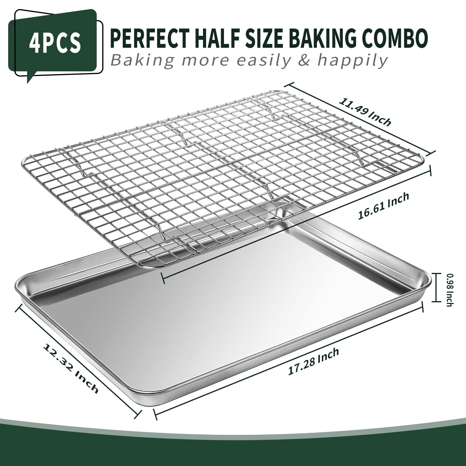 CEKEE stainless steel half sheet pan 18x12 prepared for versatile oven use