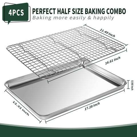 CEKEE stainless steel half sheet pan 18x12 prepared for versatile oven use