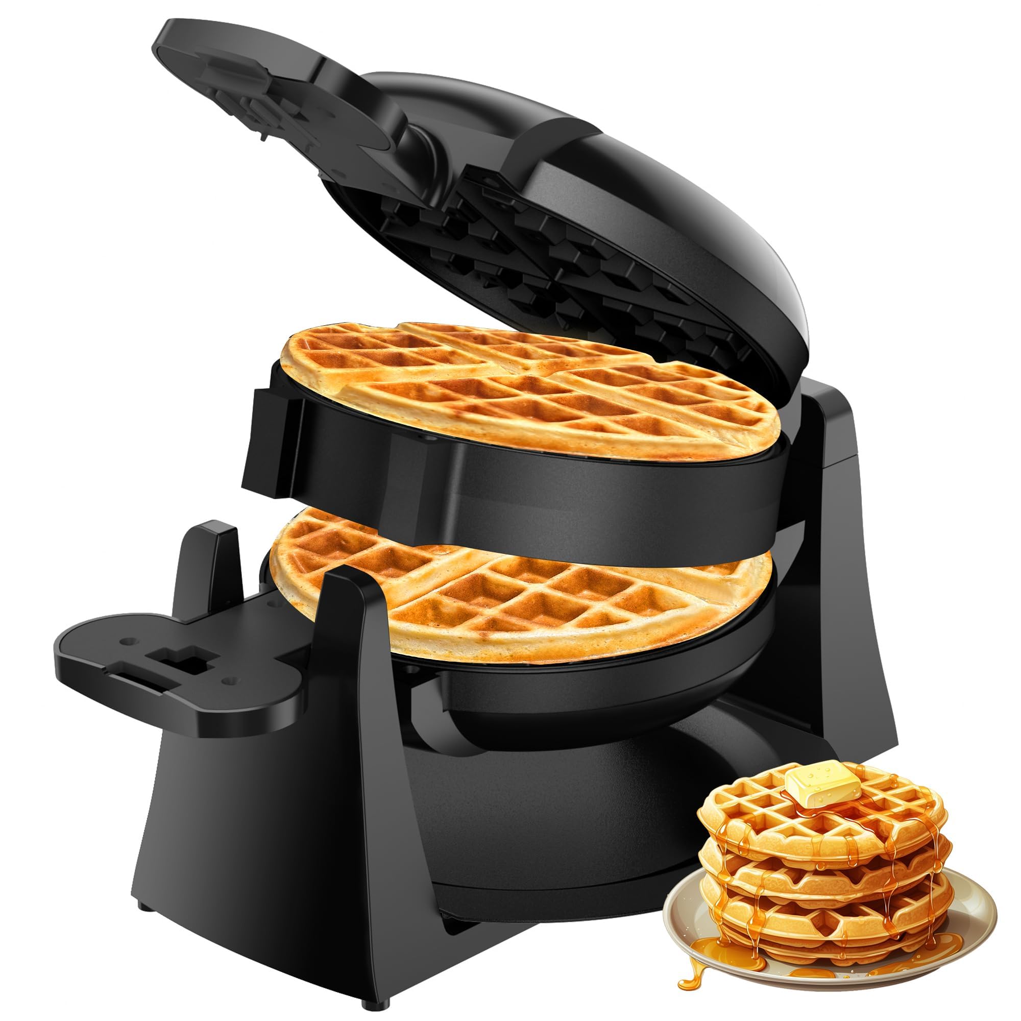 Celahapy double waffle maker ready to bake eight waffles for a family breakfast