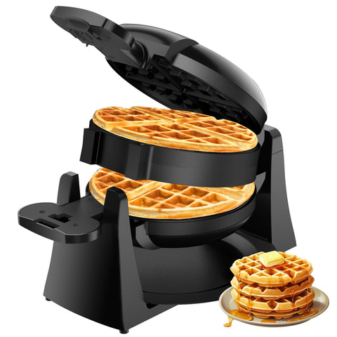 Celahapy double waffle maker ready to bake eight waffles for a family breakfast