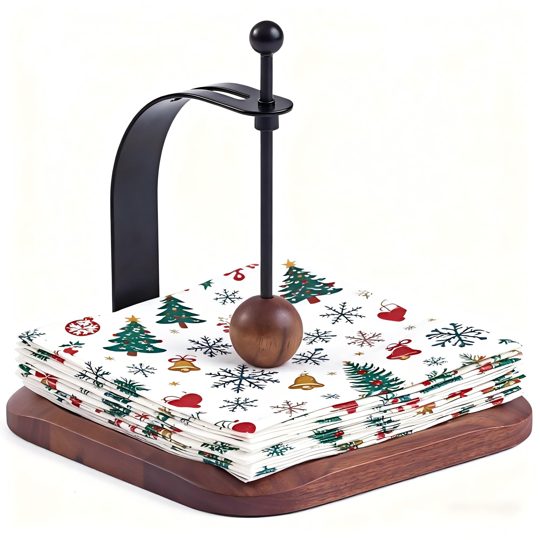Celestree napkin holder top view shows walnut grain and Nordic style for elegant table decor