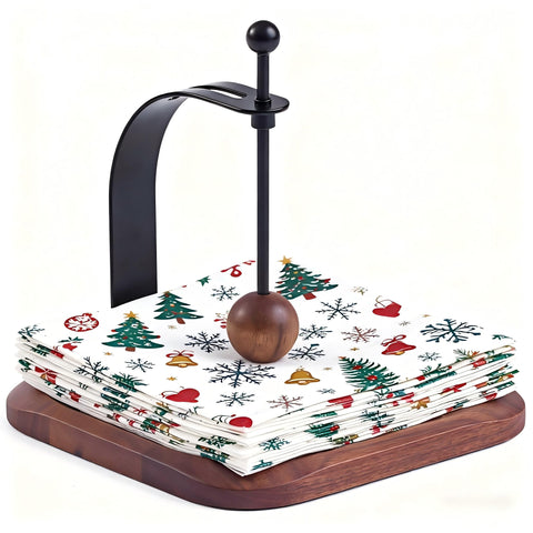 Celestree napkin holder top view shows walnut grain and Nordic style for elegant table decor