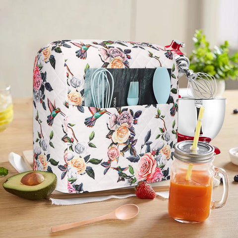 CEMGYIUK rose print mixer cover enhances kitchen organization.