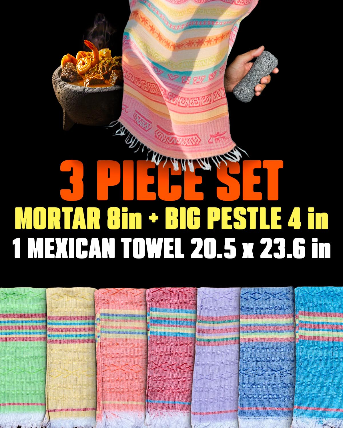 CEMPASUCHIL Mex towel included for authentic kitchen presentation.