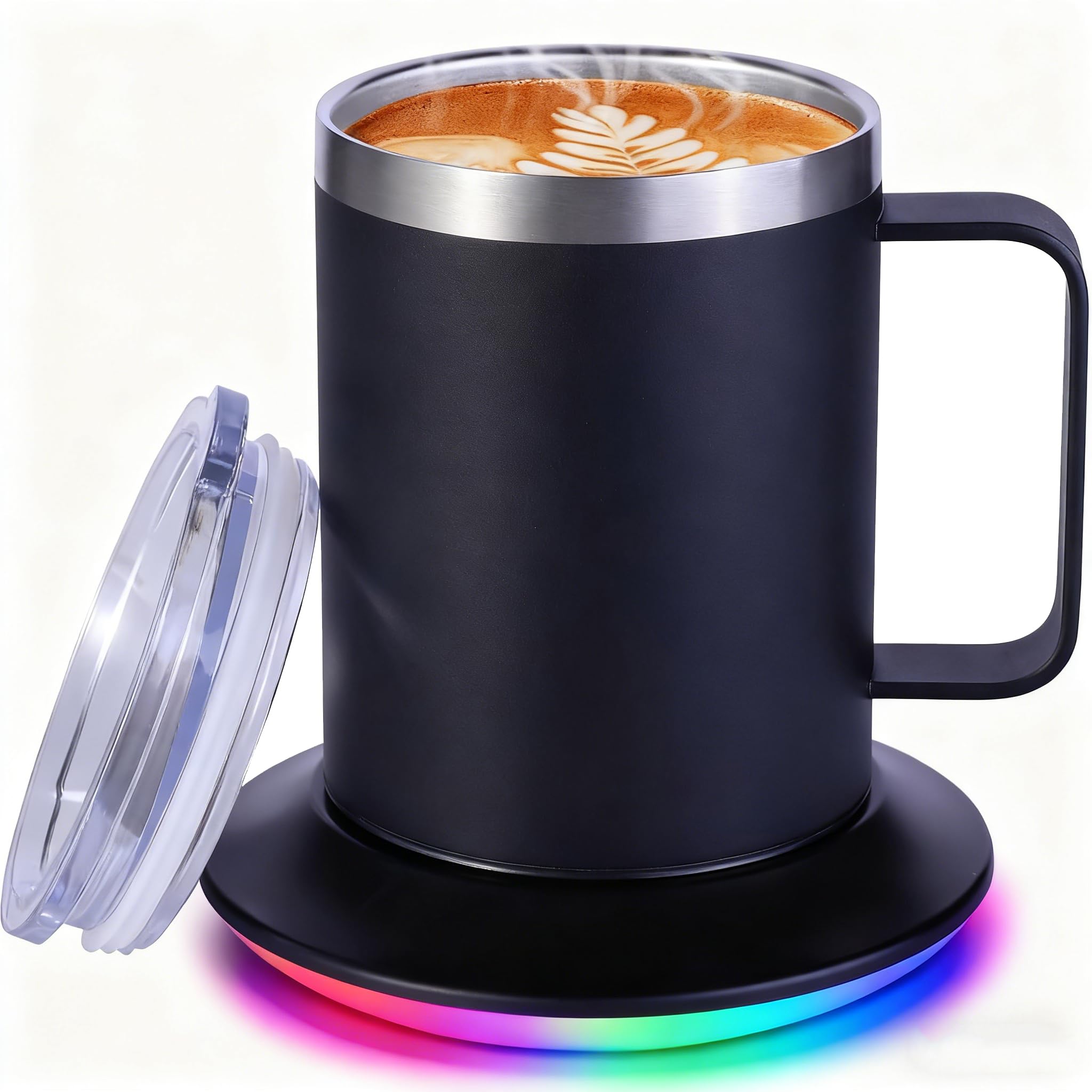 Cemsiupin heated mug 12oz on desk keeps coffee warm