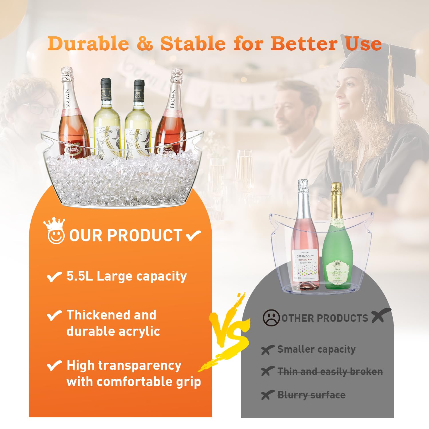 Cenjeery premium acrylic cooler adds elegance to weddings and events.