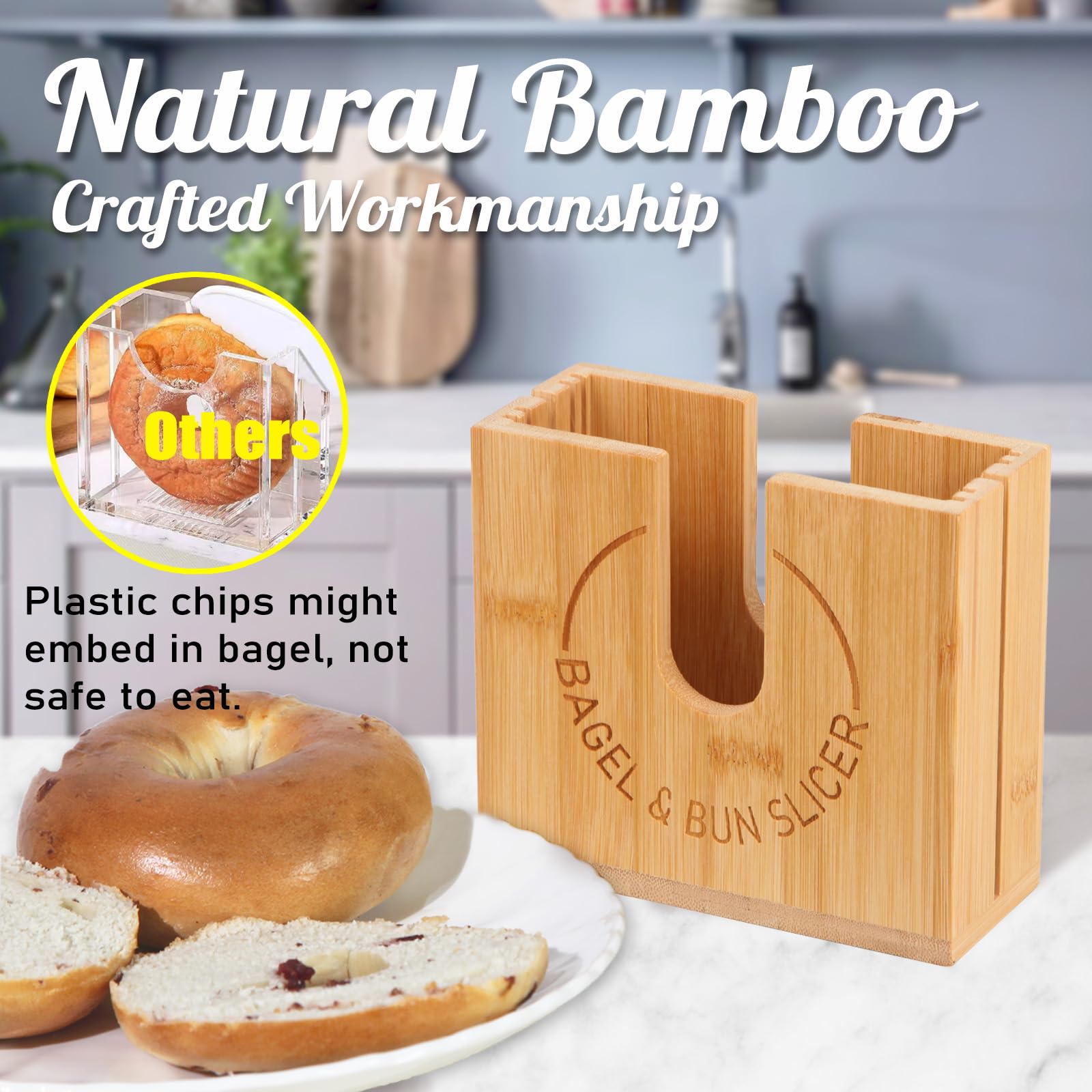 cenleoha bagel slicer easy-clean design fits in a drawer