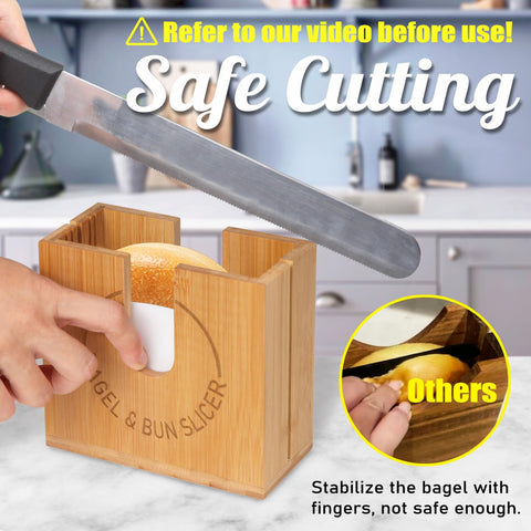 cenleoha bagel slicer slot knife groove enables safe long knife use