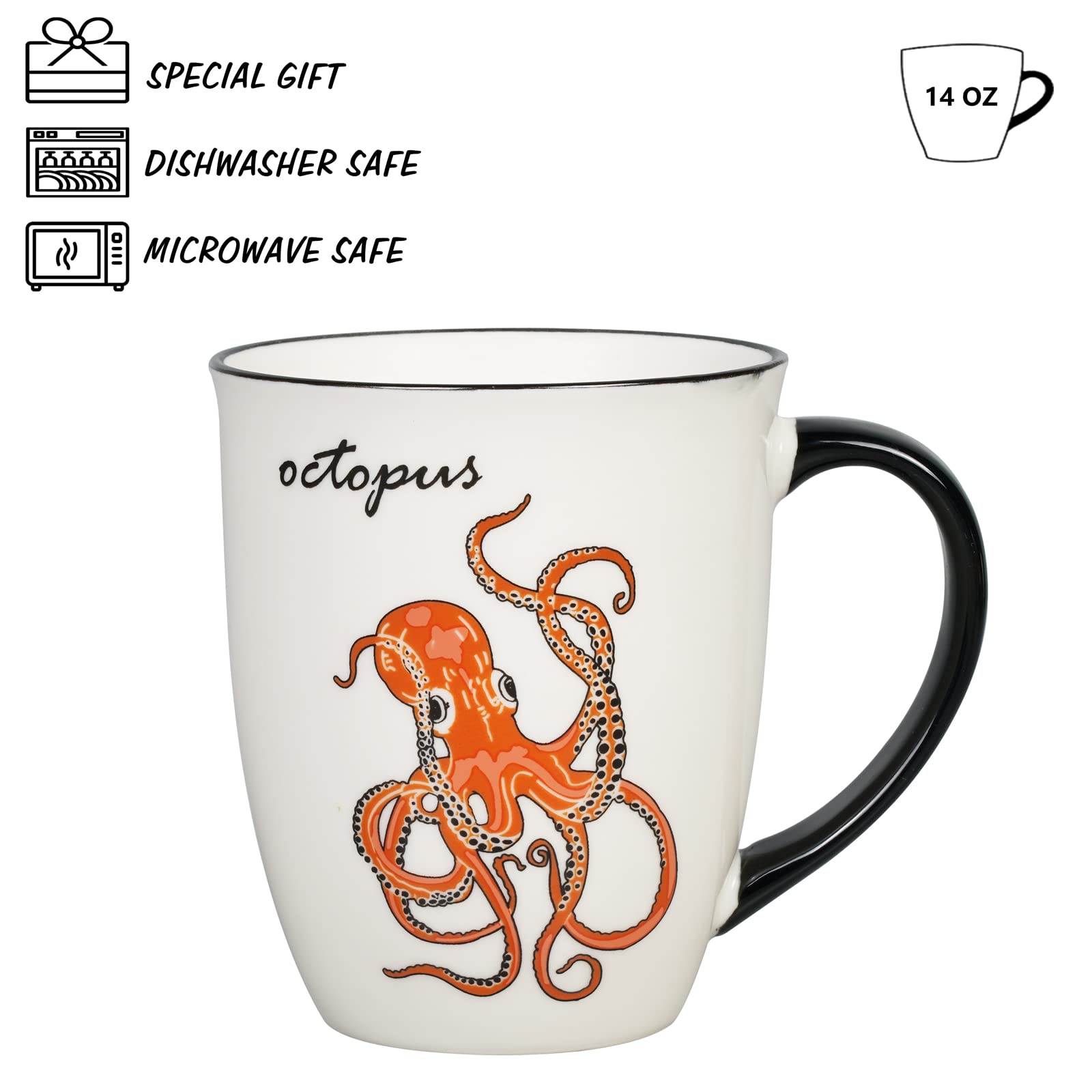 Ceramicfor Octopus color-change mug switches from black to bright hues with hot liquids.