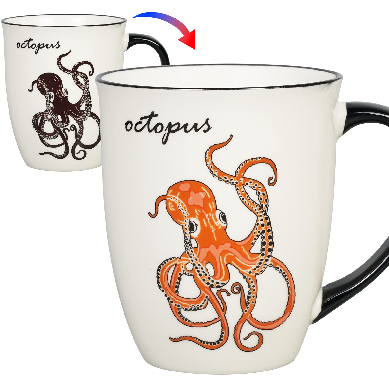 Ceramicfor Octopus heat-change mug reveals vibrant colors when hot.