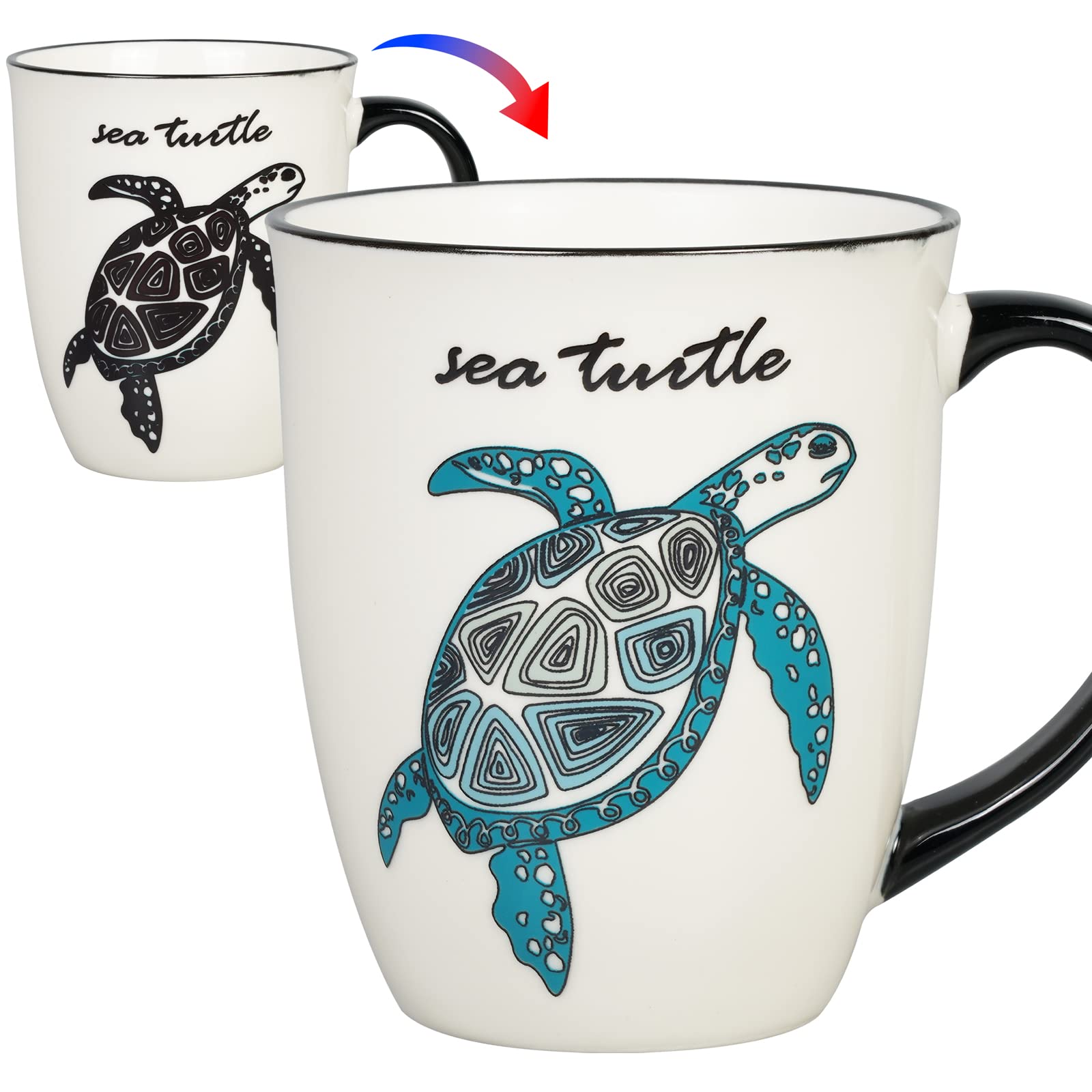 Ceramicfor sea turtle heat-changing mug revealing colors when hot