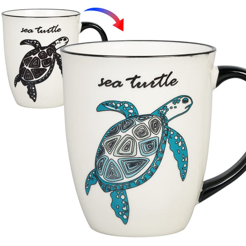 Ceramicfor sea turtle heat-changing mug revealing colors when hot
