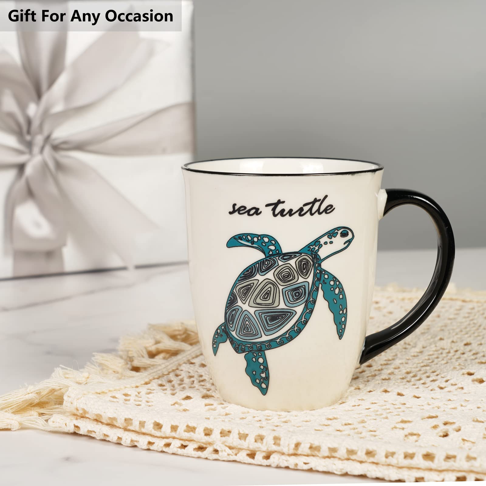 Ceramicfor sea turtle mug in use during tea or coffee breaks