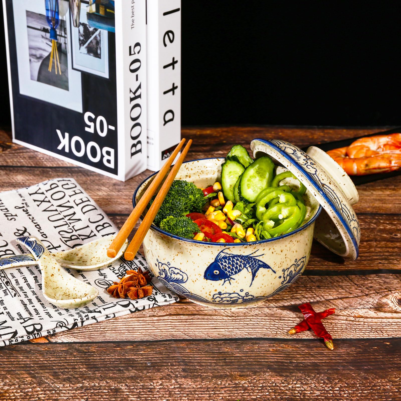 Ceraozmus double bowl set ideal for family meals and sharing soups