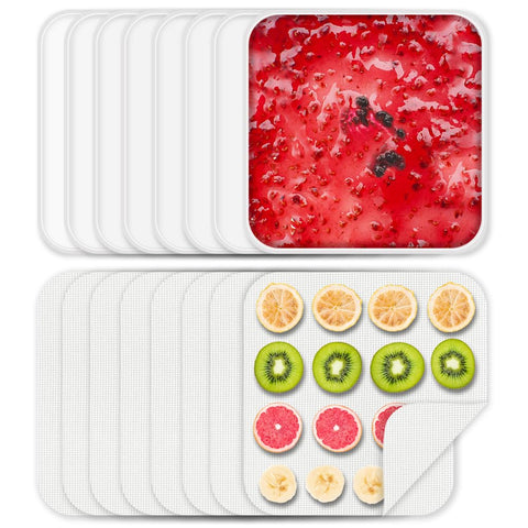 Cercker silicone dehydrator trays with edge for liquids and mess-free drying.