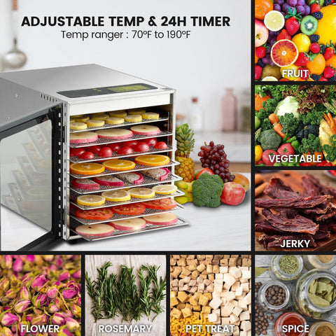 Cercker fruit-dryer in action with a 24-hour timer for crispy snacks.