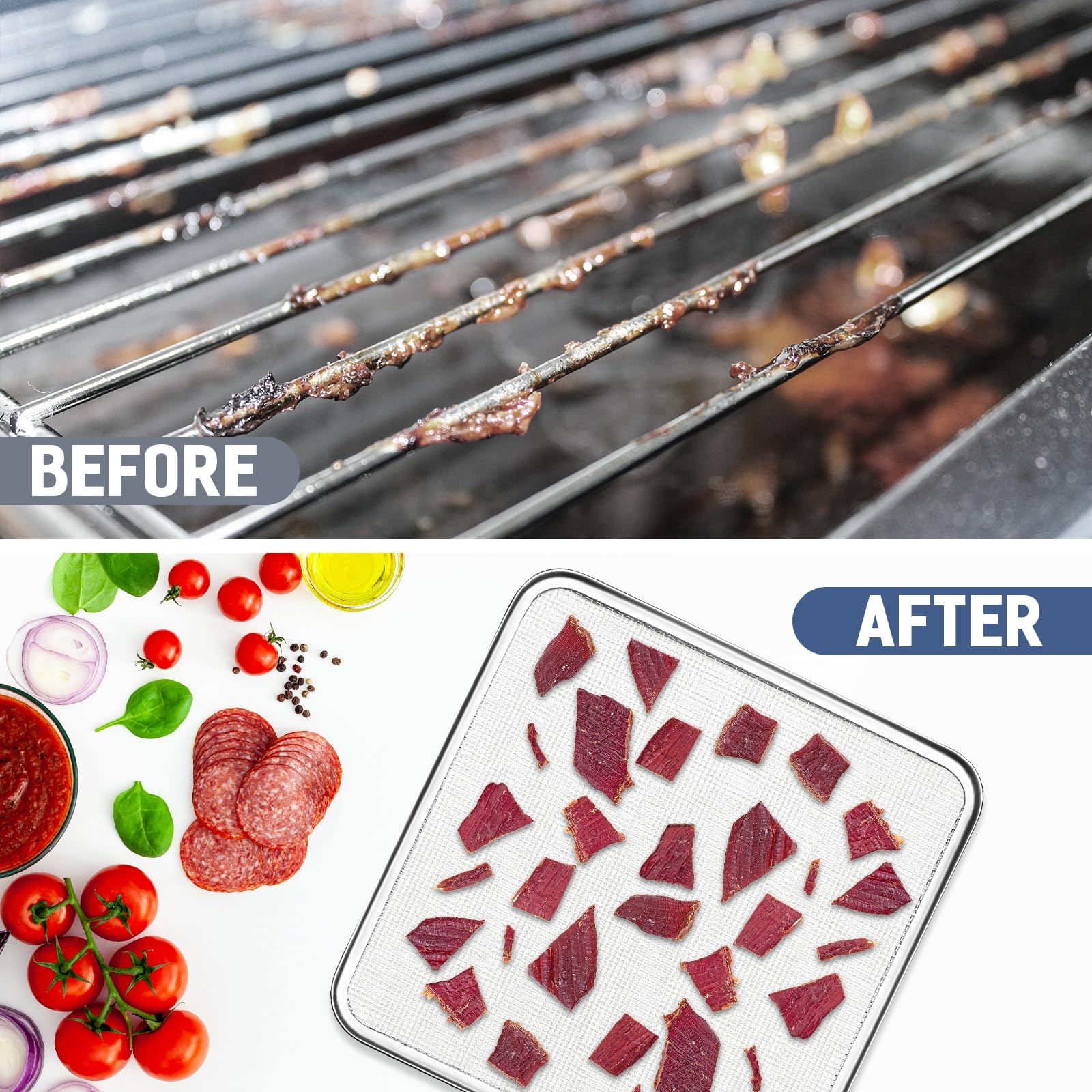 Cercker liquid-friendly tray in action for liquids and sauces during dehydration