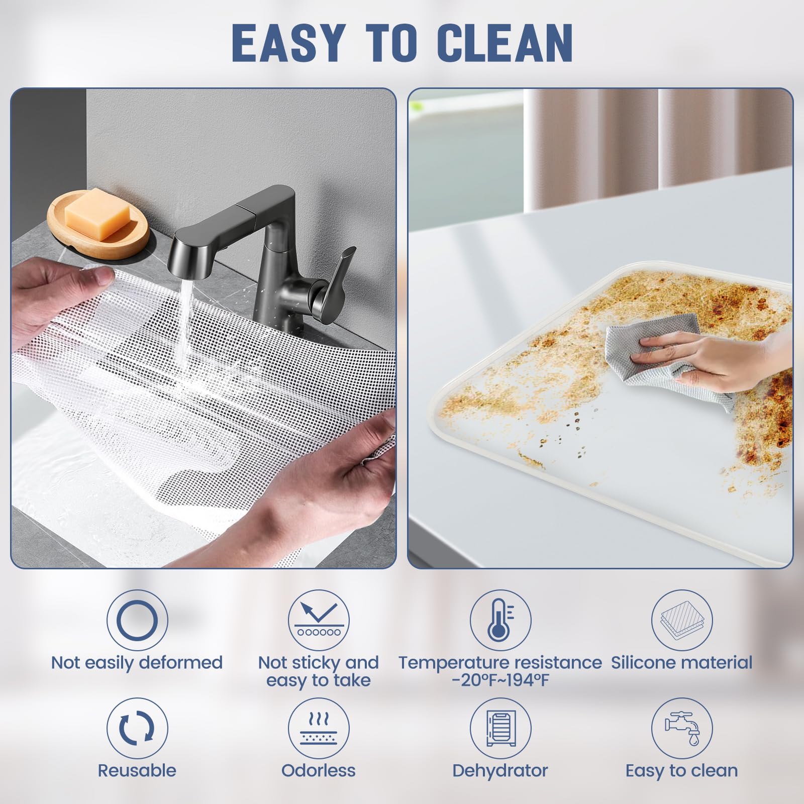 Cercker silicone dehydrator trays 9 45in layout showing non-stick flexibility