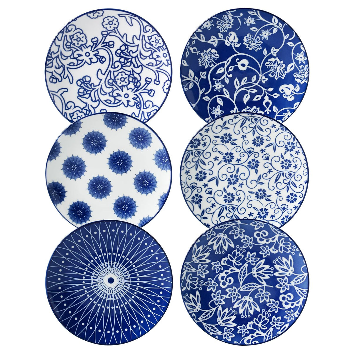 Cerkik Vintage Blue 6-inch dessert plate close-up highlights the refined glaze ideal for small desserts