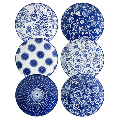 Cerkik Vintage Blue 6-inch dessert plate close-up highlights the refined glaze ideal for small desserts