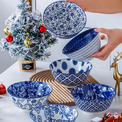 Cerkik vintage-blue patterns add decorative touch to meals