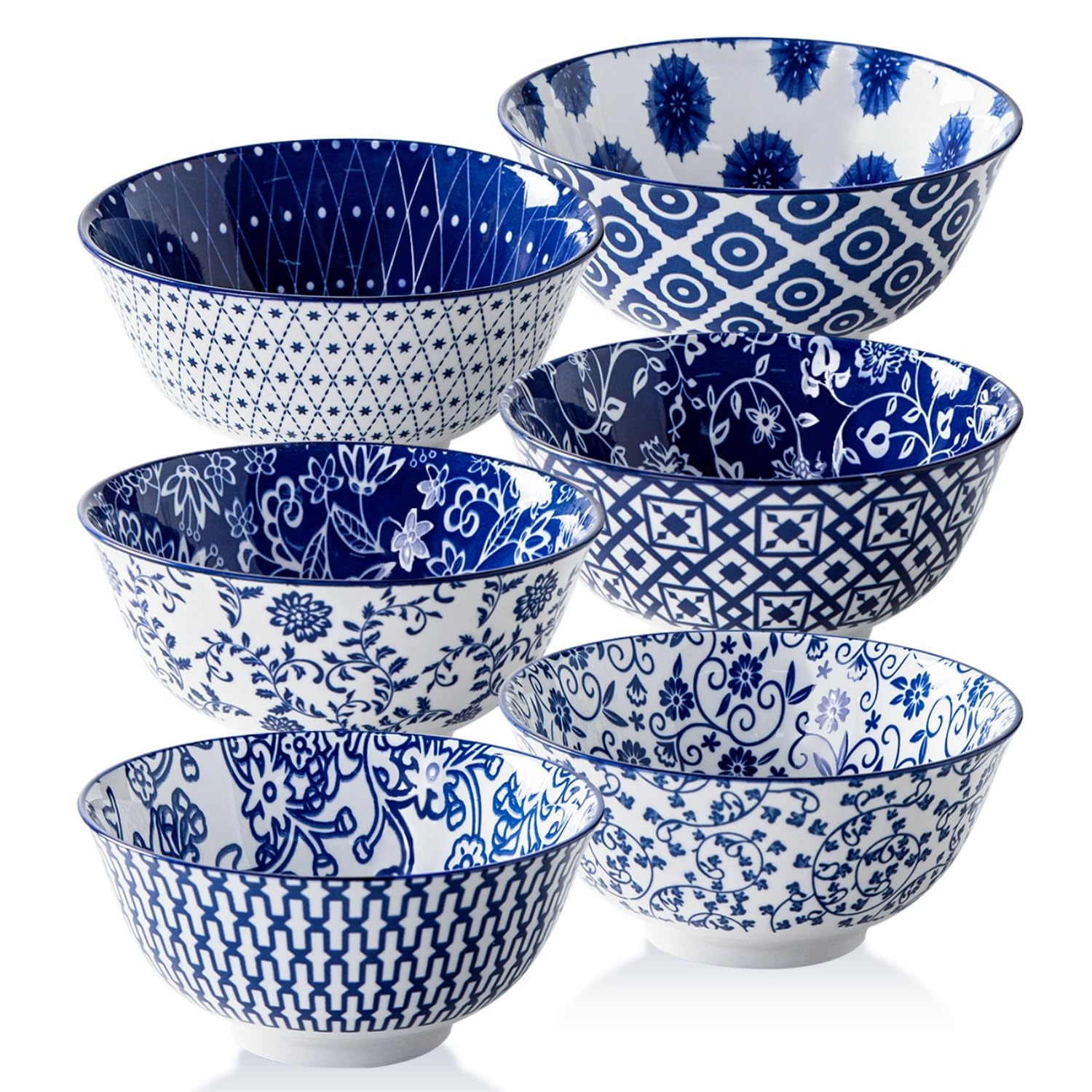 Cerkik vintage blue soup bowls six-piece set for daily soups