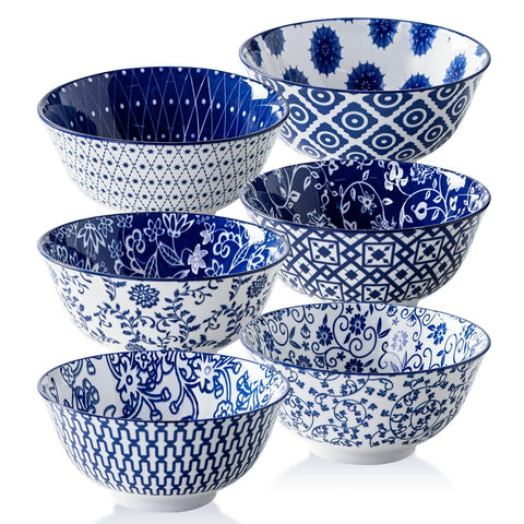 Cerkik vintage blue soup bowls six-piece set for daily soups