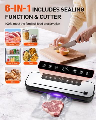 Cerobear 6-in-1 vacuum sealer handles dry and moist foods