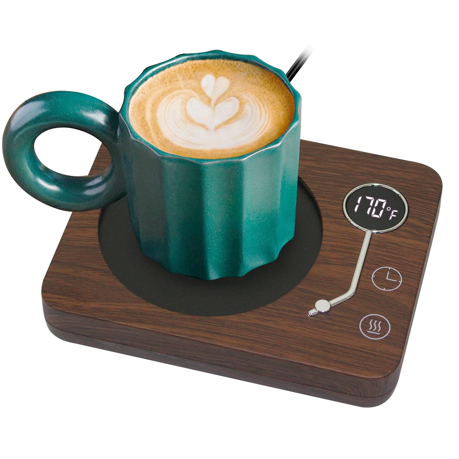 CEROBEAR coffee mug warmer with digital display for precise temperature control.
