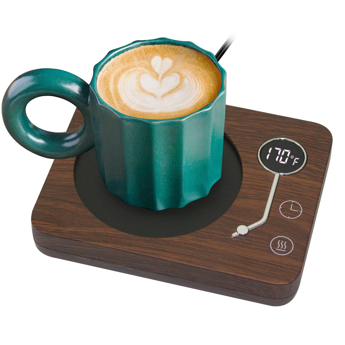 CEROBEAR coffee mug warmer with digital display for precise temperature control.